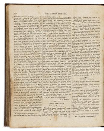 (LEWIS & CLARK.) Volume of The Evening Fire-Side including the first magazine printing of the first returning expedition letter.